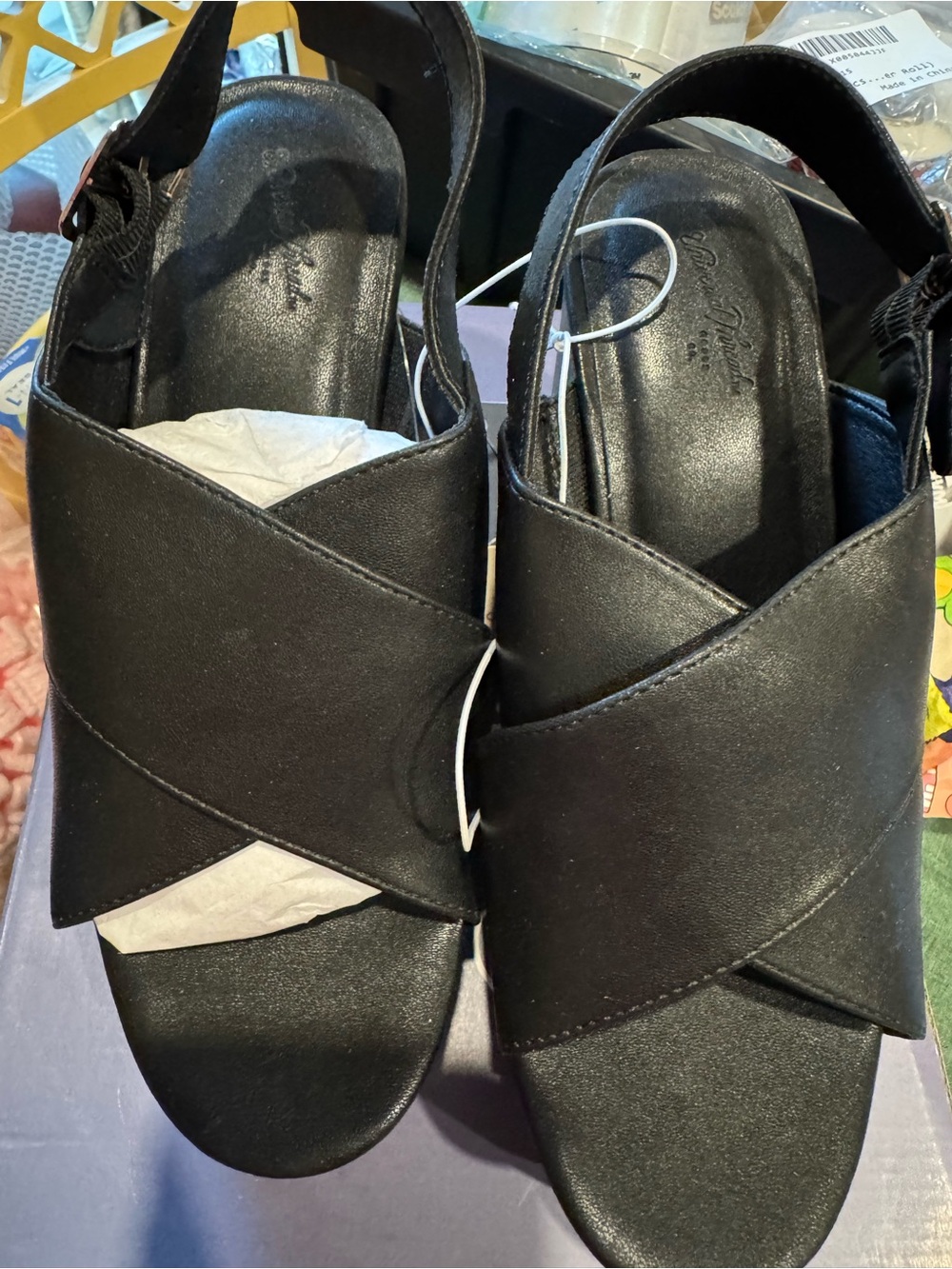 Universal Thread Black Crisscross Slingback Sandals